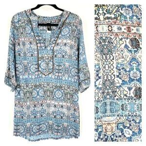 Jets by Jessika Allen Women's Geometric V-Neck Swim Cover-Up Blouse Size 6 rare